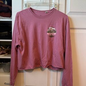 Pink Long Sleeve Crop Top